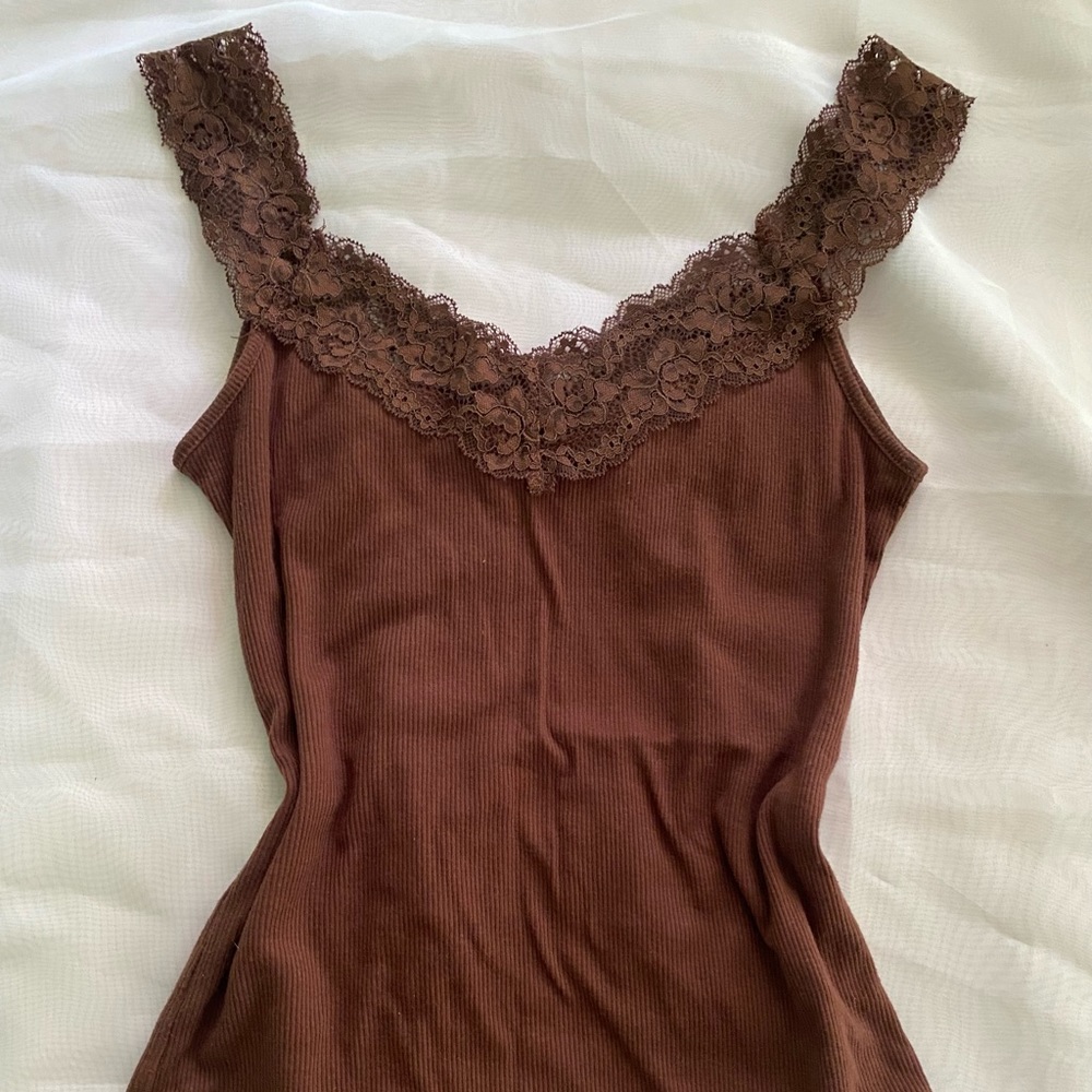 Small brown lace cami top